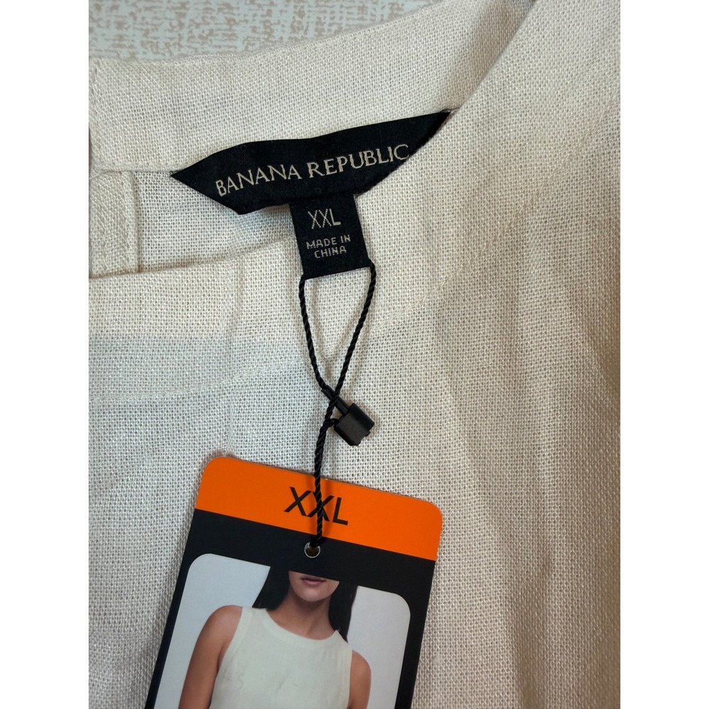 NWT Banana Republic Womens Cream Linen Rayon Sleeveless Shell Top XXL Layering - Picture 3 of 10